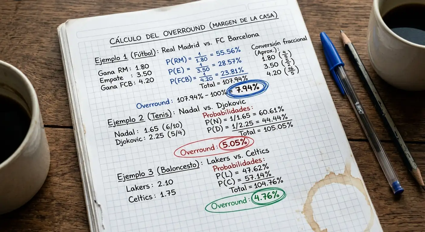 Cálculo del overround en mercado 1X2 de fútbol