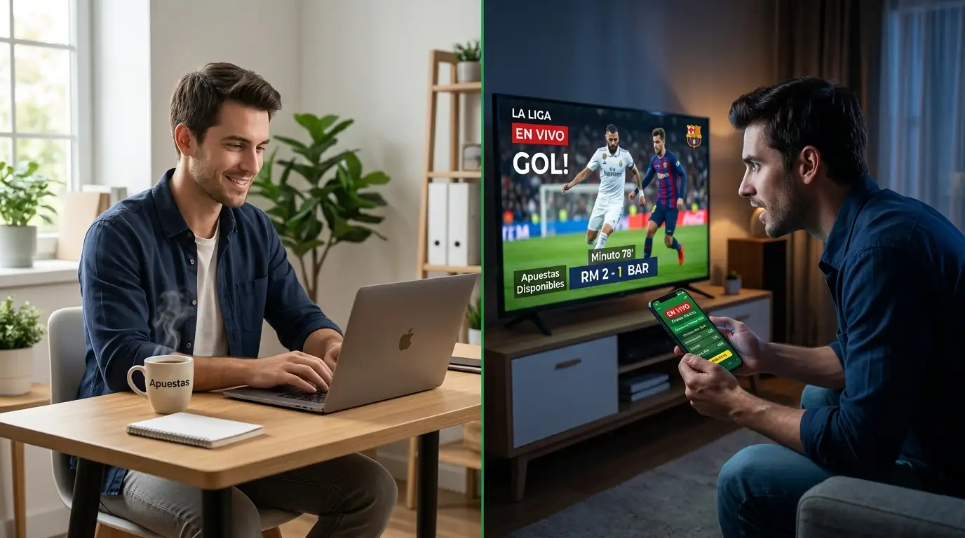 Comparación entre apuestas de prepartido y en directo en fútbol