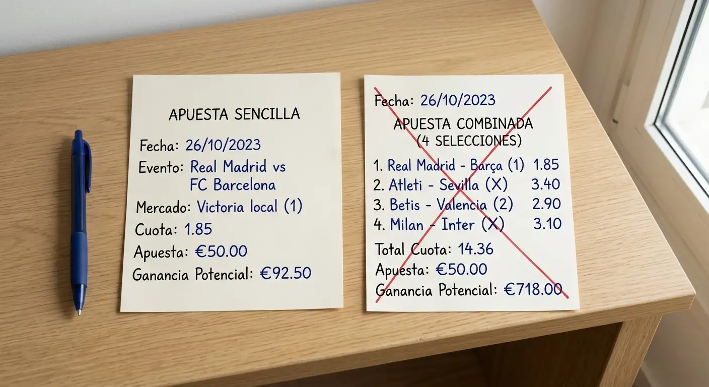Comparación matemática entre apuestas simples y combinadas en fútbol