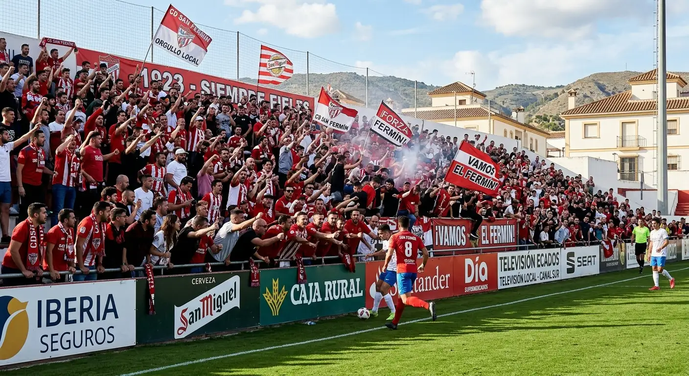 Estadio pequeño con grada cercana al campo y presión del público